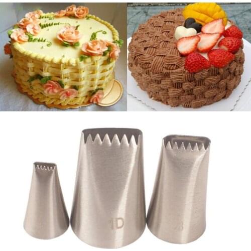 3PCS Nozzles Cupcake Basket Weave Tips Icing Piping Cream Nozzle Reusable Russian Pastry Tips Baking Mold Cake Decoration Set