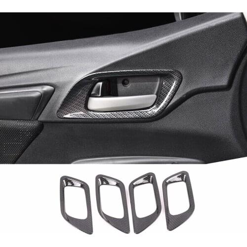For Honda FIT Jazz 2014 2015 2016 2017 2018 ABS Carbon fibre Car inner door Bowl protector frame Cover Trim car styling 4pcs