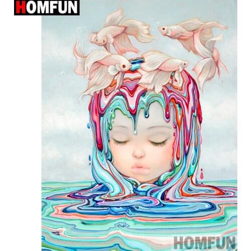 HOMFUN Full Square/Round Drill 5D DIY Diamond Painting "Cartoon girl" Embroidery Cross Stitch 5D Home Decor Gift A13012