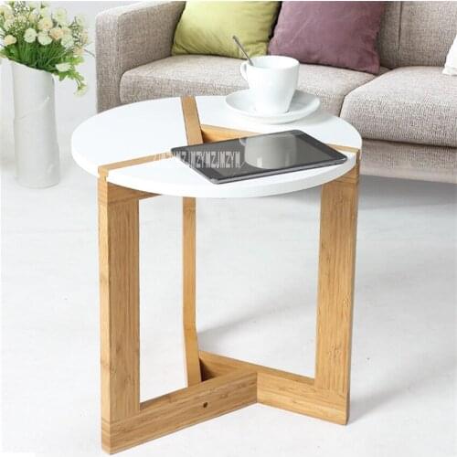 ND121001 European-Style Side Table Round Edge Coffee Table Simple Design Bedside Table Space-Saving Wood Tea Living Room Table