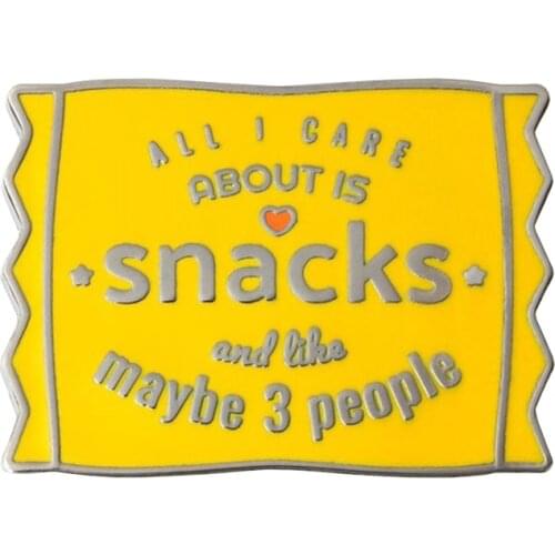 All I Care About is Snacks Brooch Introvert Foodie Enamel Pin life attitude Badge Junk food lovers gift