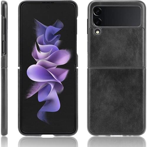 For Samsung Galaxy Z Flip 3 Case Pattern Litchi Skin PU Leather and PC Book Cover For Samsung Galaxy Z Flip ZFlip 3 Phone Case
