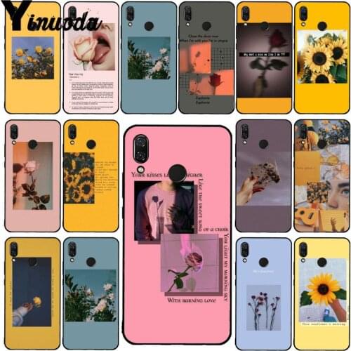 Yinuoda Great Aesthetic art Pink Yellow Sunflower Rose Phone Case for Xiaomi Redmi Note 7 8T Redmi 5plus 6A Note8 4X Note8Pro
