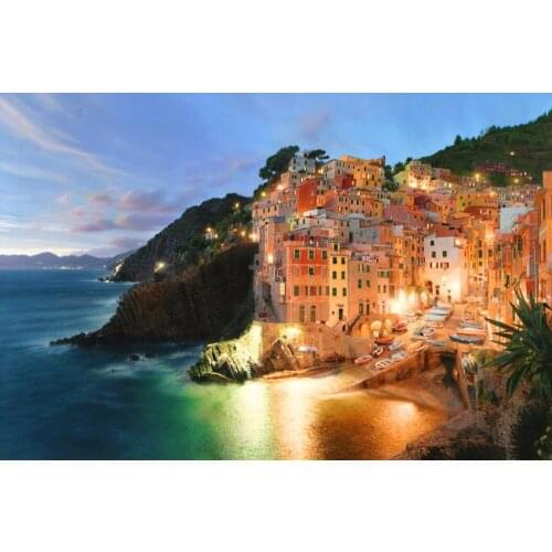 Fishing village The wooden puzzle 1000 pieces ersion jigsaw puzzle white card adult childrens educational toys