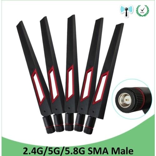 5pcs 2.4GHz 5GHz 5.8Ghz Antenna real 8dBi SMA Male Connector Dual Band wifi Antena aerial wireless router 2.4 ghz 5.8 ghz
