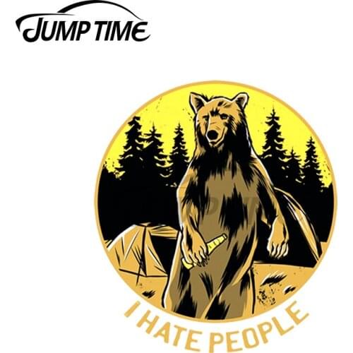 JumpTime 13 x 12.3cm For Camping Hiking I Hate People Vinyl Car Stickers Family Vinyl Material Scratch-proof Window Decal