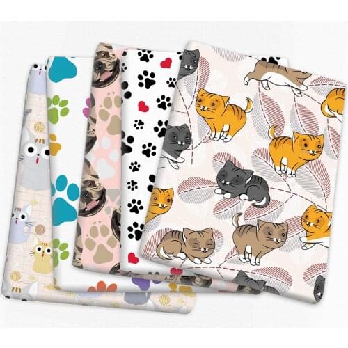 50*145cm Patchwork Cat Dog Polyester Cotton Fabric for Tissue Sewing Quilting Fabrics Needlework Material DIY Handmade,c17822