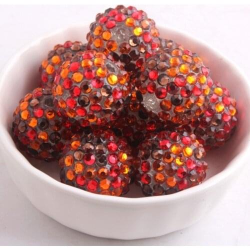OYKZA Chunky Halloween Orange Confetti Rainbow Color Resin Rhinestone Ball Beads for Kids Jewelry Necklace 10mm to 26mm