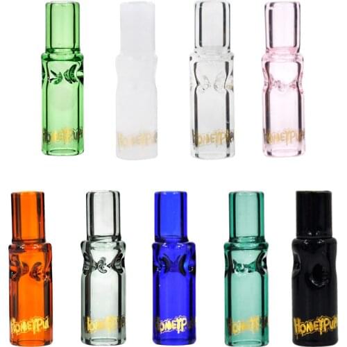 HONEYPUFF Reusable Glass Filter Tip Mouthpieces For Pre-Rolled Rolling Cones 35MM Glass Cigarette Tips Mouthpiece Easy To Clean