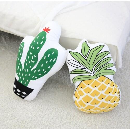 Lovely Fruit Pineapple Cactus Plush Pillow Stuffed Soft Cartoon Plants Dolls Cushion Toys Kawaii Gift for Nordic Kids Bed Room
