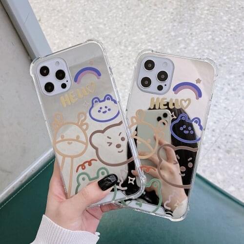 Soft Silicone Back Cover For iPhone X XR 8 7 Plus SE 2020 Mirror Funny Bears Phone Cases For iPhone 11 12 Pro XS Max