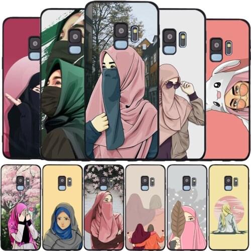 Cartoon muslim Islamic girl Cover Soft Silicone TPU black Phone Case For Samsung Galaxy Note 8 9 S6 S7 EDGE S8 S9 S10 Plus