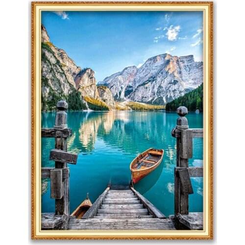 Nature Landscape DIY Embroidery 11CT Cross Stitch Kits Craft Needlework Set Printed Canvas Cotton Thread Home Decoration On Sale