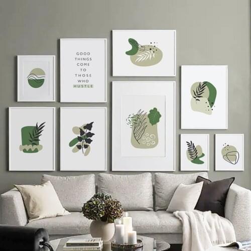 Leaf Feather Flowers Color Block Wall Art Canvas Painting Nordic Posters And Prints Abstract Wall Pictures For Living Room Decor