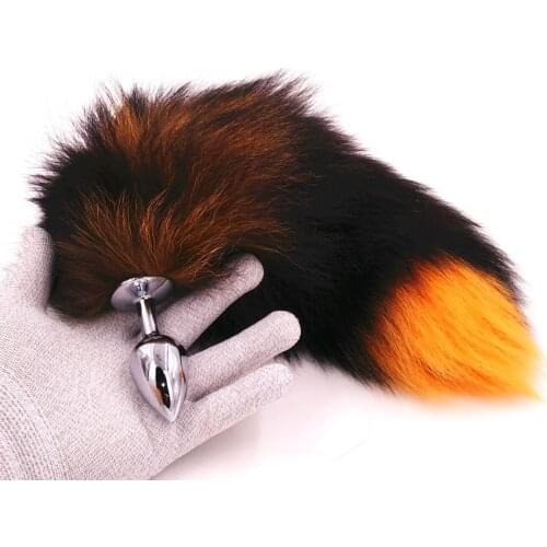Real Fox Tails With Metal Anal Plug Butt Plug Sex Toys Erotic Cosplay Tail 3 size for choice Drop Shipping