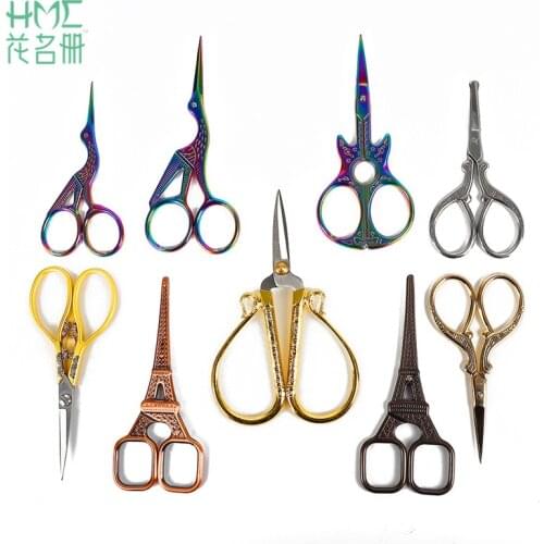New 1pc/lot Durable Stainless Steel Vintage Classic Embroidery Scissors Nail Art Stork Crane Bird Scissors Cutters Styling Tools