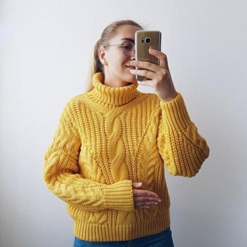 Autumn Winter Sweaters Women Female Turtleneck Casual Loose Solid Ladies Knitted Jumpers Pullovers Womens Clothing