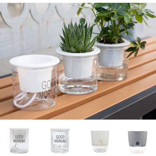 1PC Transparent Automatic Water-absorbing Plant Without Watering Flowerpot Self Watering Succulent Hydroponic Plant Pot Containe