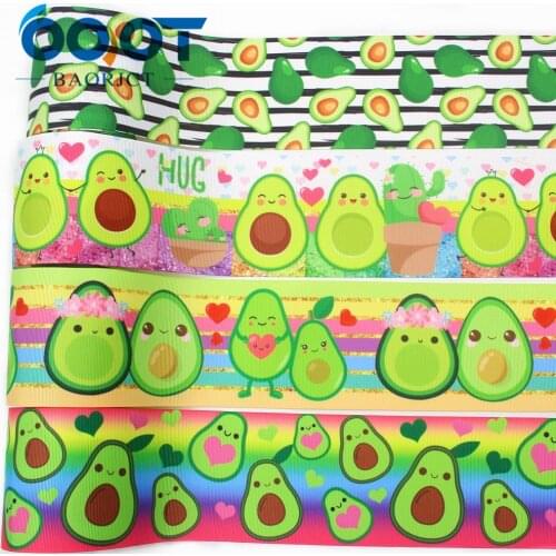 I-19912-2152,3'' 75MM 10yards cartoon Avocado Printed grosgrain ribbon,DIY handmade gift wrapping hat bow decorative accessories