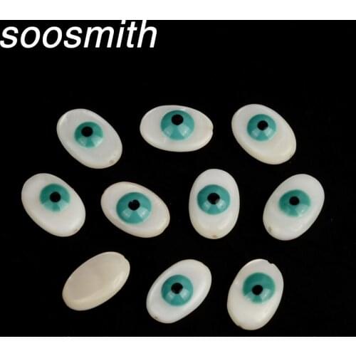 Soosmith Natural White Oval Evil Eye Shell Beads For Jewelry Making Natural Shell Beads Diy Necklace Handmade Bracelet Accessory