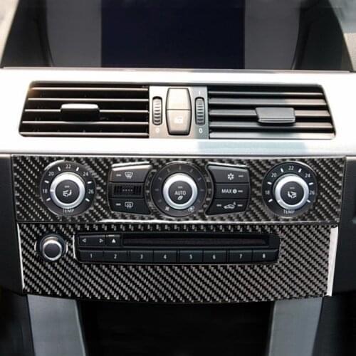 Car Styling Carbon Fiber Interior Air conditioning CD Control Panel Cover Stickers Trim For BMW 5 series e60 2004 - 2010