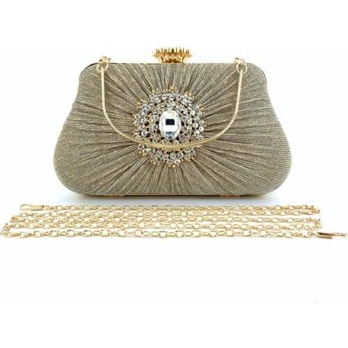 Rhinestone Clutch Evening Bag Night Purse with Short and Long Chain Crystal Studded Box for Formal Party Elegant G5AE