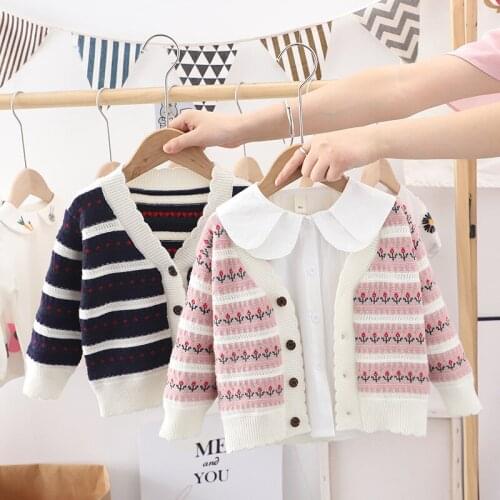 Girl Flowers Sweaters Baby Knit Cardigan Sweater Kids Long Sleeve Autumn Children Clothes Fashion Boy Girl Outer Wear