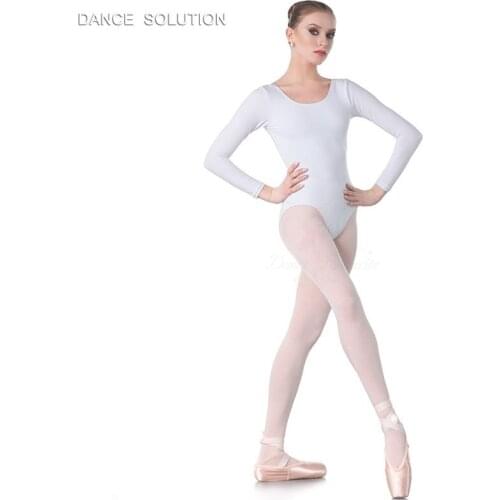 Womens Long Sleeve Basic Cotton Lycra Ballet Dance Leotard 5 Sizes Available 3 Colors 01D0090A