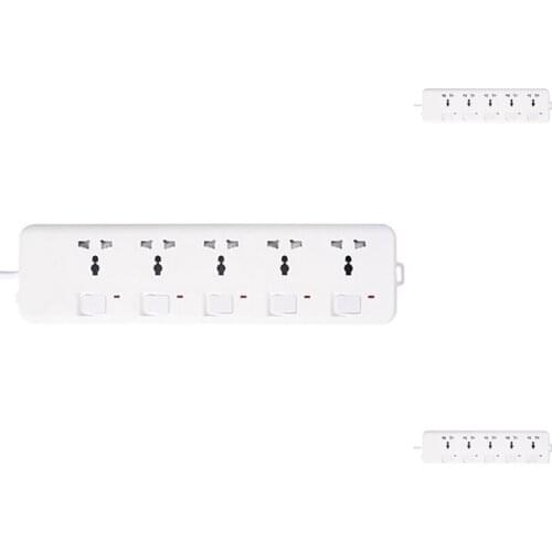 Power Strip Surge Protection 5 Way Outlets Independent Switch Control Long Extension Cord EU Plug