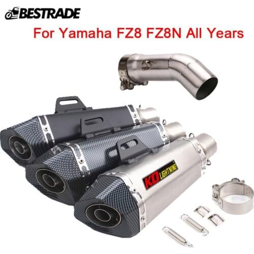 Motorcycle Exhaust System For Yamaha FZ8 FZ8N Any Years Mid Link Connect Pipe Slip On 51mm Muffler Silencer Tip Stainless Steel