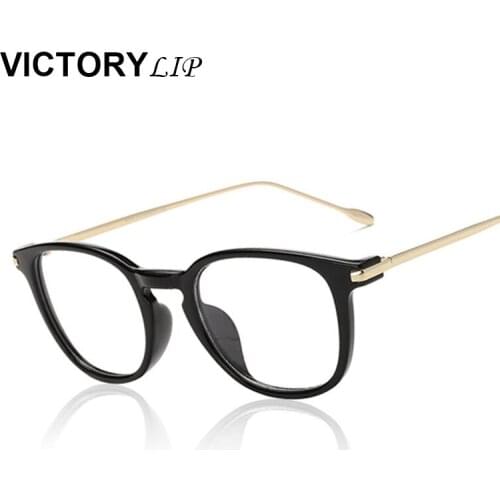 VictoryLip High Quality Metal Cat Eye Glasses Frame Men Women Clear Lens Square Lady Eyewear Retro Female Transparen Eyeglasses