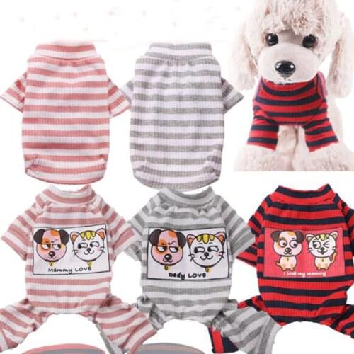 XS-XXL Dog Jumpsuit Striped Four-legged Jumpsuits Pajamas Small Medium Dogs Clothes Pet Puppy Cat Dog Vest Romper Clothing #LYYT