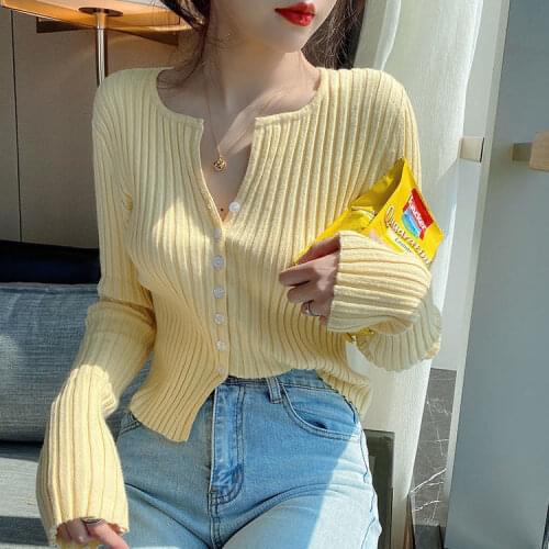 Korobov Vintage Elegant Solid Single Breasted Women Sweaters 2021 New Autumn Winter Knitted Cardigans Korean Slim Thin Cardigan