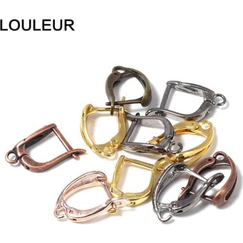 10pcs U Shape Earrings Hooks Plated French Earring Hook Ear Wire Lever Back Earring Clips Open Loop DIY Jewelry Making Findings