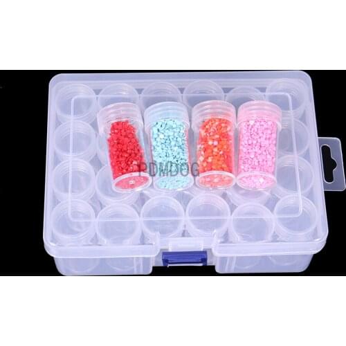 24/32/40 Slot Transparent Plastic Storage Box Diamond Painting Accessories Tool Nail Art Rhinestone Bead Storage Box