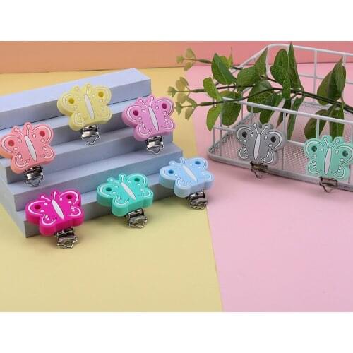 Sunrony 3pcs Butterfly Silicone Pacifier Clip DIY Baby Teething Teether Necklace Bead Tool Nurs Gift Round Heart Accessories