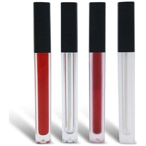 5ml Empty Frosted Clear Lip Gloss Tube Diy Black Lid Empty Lipstick Tube Mini Sample Vials Cosmetic Lipgloss Refillable Bottle