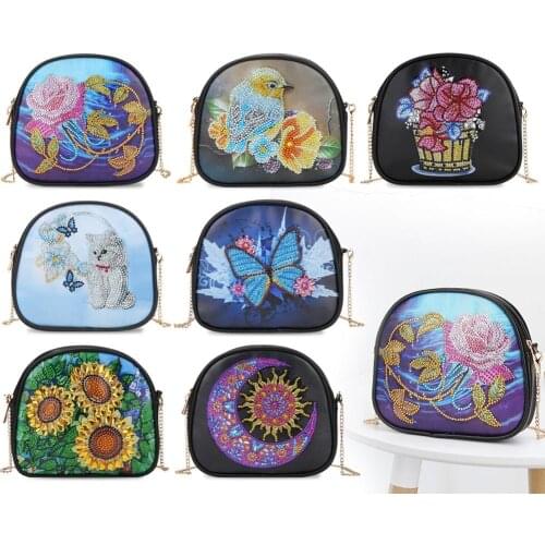 DIY Sun Moon Special Shaped Diamond Painting Leather Chain DIY Diamond Embroidery Bag Wallet Pouch Crossbody Bags