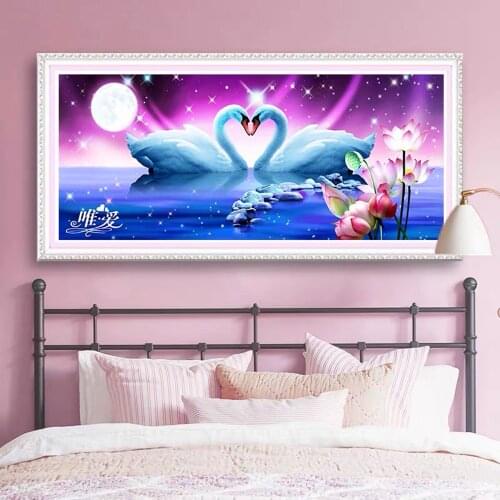 5D DIY Diamond Painting Animal Cross Stitch Crystal round diamond Embroidery Swan Mosaic Gift Bedroom Home Decoration