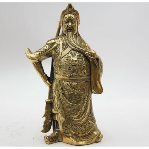 8.3" High bronze heroic Guan Yu Statue the god of fortune art sculpture 21cm