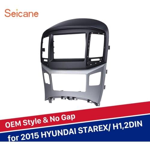 Seicane Double Din Car Radio Fascia Panel Dash Bezel for 2015 HYUNDAI STAREX H1 Stereo Plastic Frame Plate Trim Installation Kit