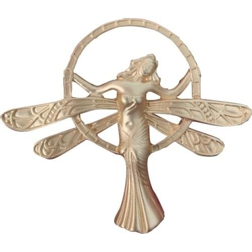 Blucome Baroque Gold Matte Metal Figure Angle Wings Brooches For Women Girl Vintage Imitation Pearl Brooch Hijab Pin Accessories