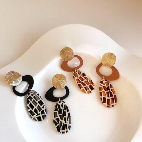 Statement Acrylic Geometric Drop Dangle Earrings Women New Fashion Jewelry Black Brown oorbellen