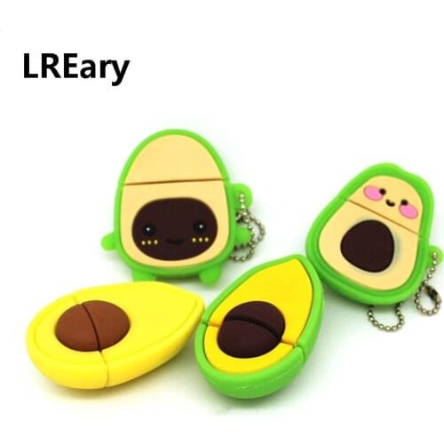 Cute Pear Fruit Pen Drive Cartoon Avocado USB Flash Drive 4GB 8GB 16GB 32GB 64GB USB2.0 128MB Memory Stick Pendrive U Disk gifts