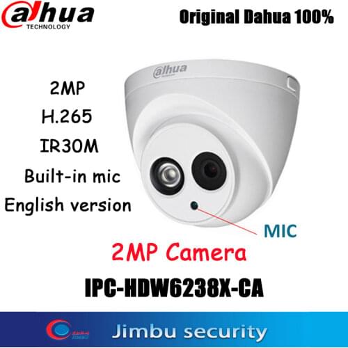Dahua 2MP starlight CCTV IP camera IPC-HDW6238X-CA IR30M H.265 Built-in-MIC CCTV Network security Camera POE Splitter