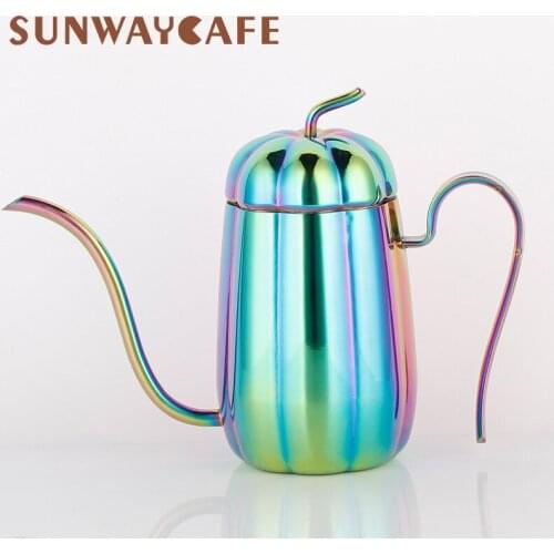 450ML Pumpkin Model Long Narrow Spout Coffee Pot Gooseneck Kettle Stainless Steel Hand Drip Kettle Pour Over Tea Pot For Barista