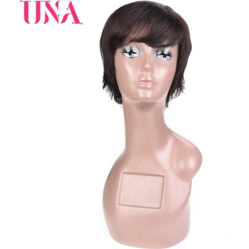 UNA Short Straight Wigs Indian Straight Hair Wigs Non Remy Indian Hair Wigs 120% Density Short Human Hair Wigs For Women LDH6344