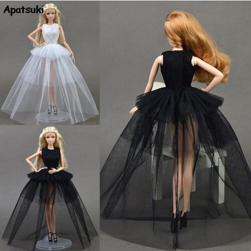 Lace Black Purely White Wedding Dresses for Barbie Dolls Clothes For 1/6 BJD Dolls Multi-layer Gown Dresses Dollhouse Kids Toys