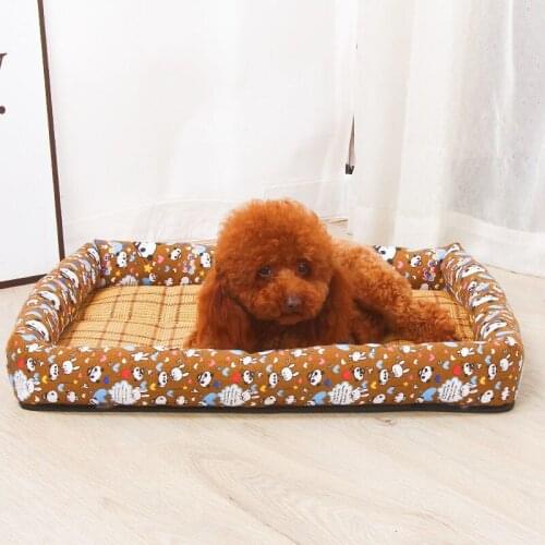 Linen Breathable Pet Beds Summer Cooling Dog Kennel Creative Cat Mat Puppy House Cushion Pad for Small Medium and Large Dogs