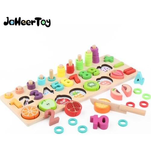 JaheerToy Math Toy Digital Cognition Wooden Toys for Children Montessori Teaching Aids Educational Fruit Cutting Game Kids